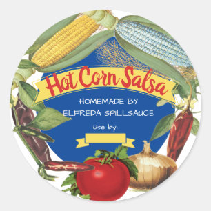 Corn pepper salsa home canning personalised classic round sticker