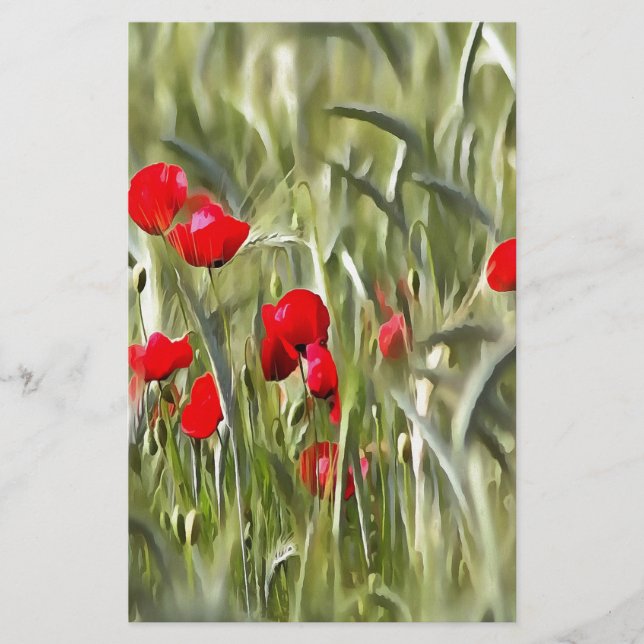 Corn Poppies Stationery (Front)