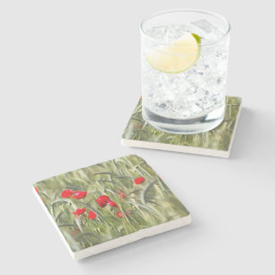 Corn Poppies Stone Coaster