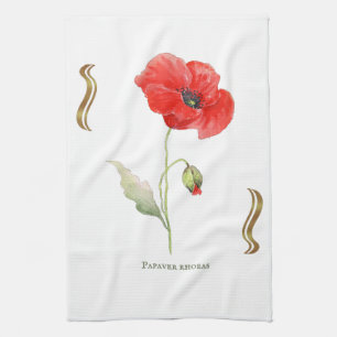 Corn poppy tea towel