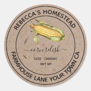 Corn Relish Kraft Paper Canning Jar Labels