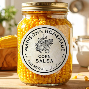 Corn salsa label with corn cob