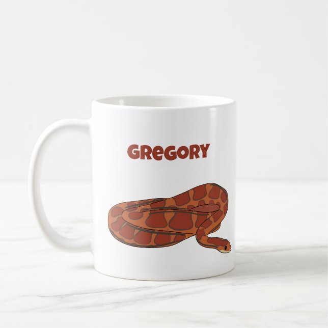 Corn Snake Orange Red Realistic Personalised Coffee Mug (Left)