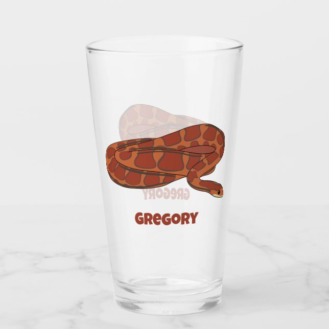 Corn Snake Orange Red Realistic Personalised Glass (Front)