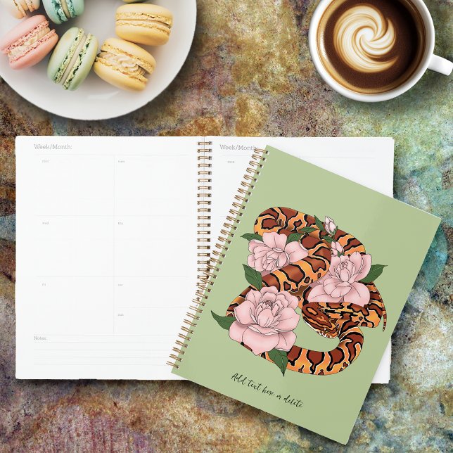 Corn Snake Pink Flowers Green Planner (Creator Uploaded)