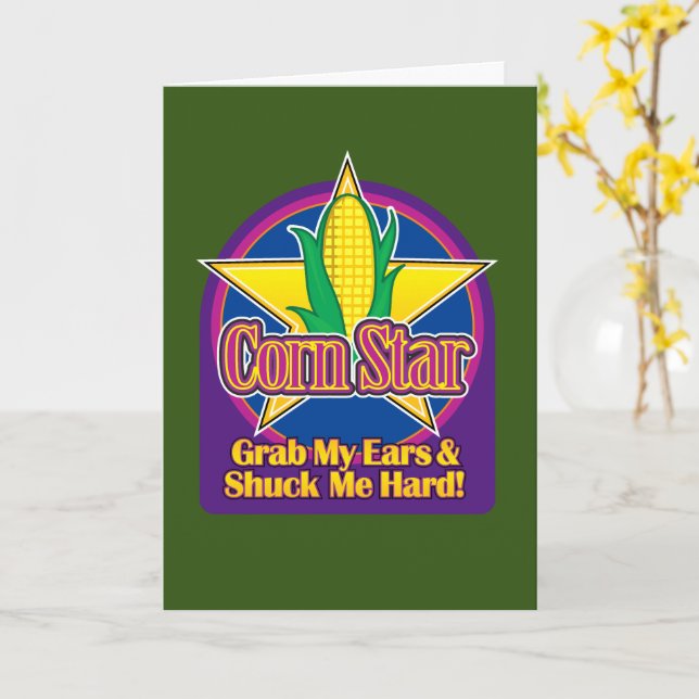 Corn Star Blue Purple BG Green Card (Yellow Flower)