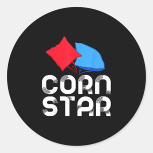 Corn star cornhole tournament bean bag sack toss classic round sticker