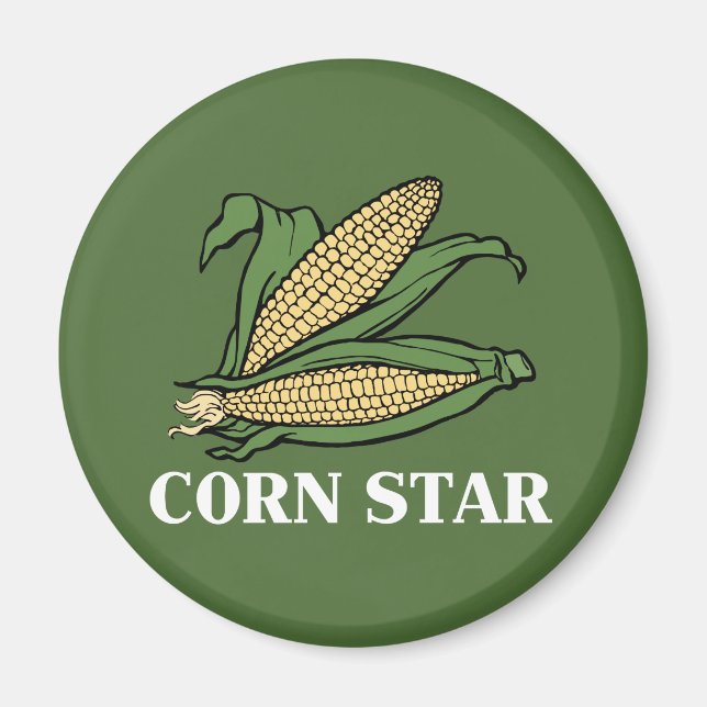 Corn Star Funny Vegetable Pun BBQ Humour Magnet (Front)
