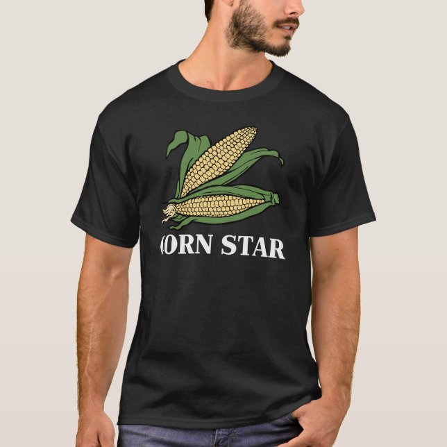 Corn Star Funny Vegetable Pun BBQ Humour T-Shirt (Front)