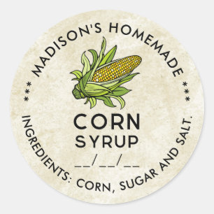 Corn syrup label with cob for homemade recipe