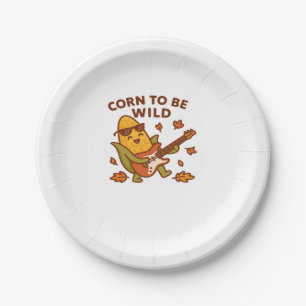 Corn to Be Wild � Rockin� Autumn Corn Cob Illustra Paper Plate