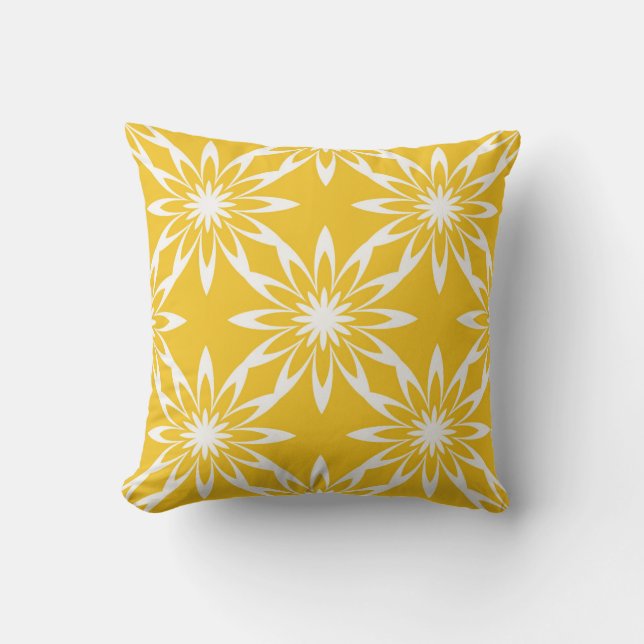Corn Yellow Throw Pillow - Floral Design (Front)