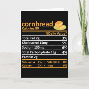 Cornbread Nutrition Food Thanksgiving Costume Chri Card