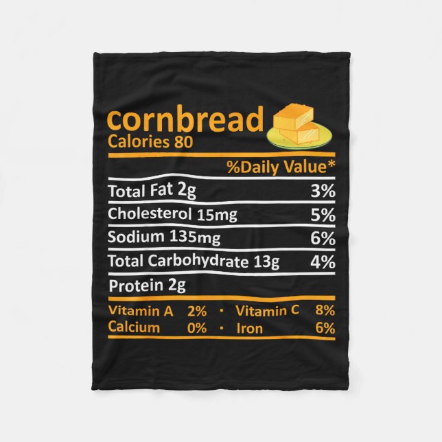Cornbread Nutrition Food Thanksgiving Costume Chri Fleece Blanket (Front)