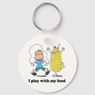 Corncob and kid playing key ring