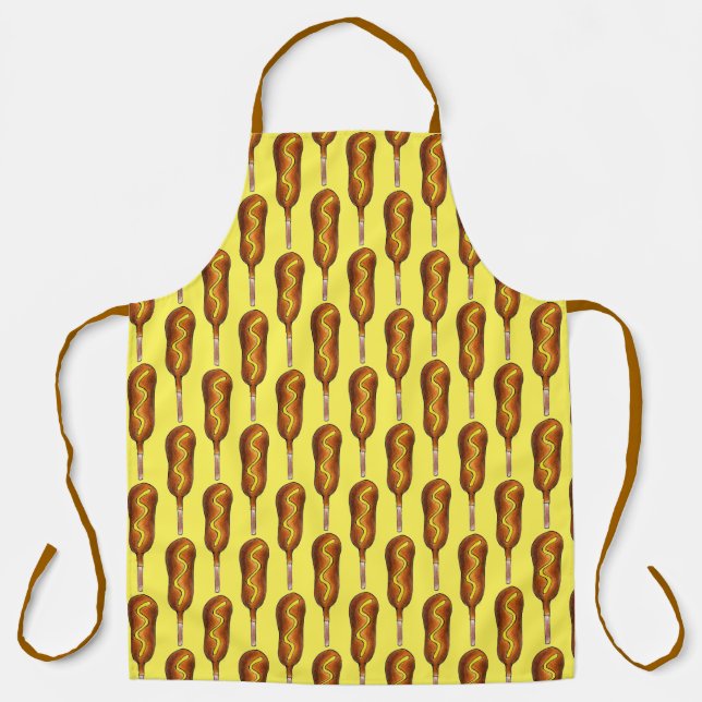 Corndog Stick Hot Corn Dog Hotdog Yellow Mustard Apron (Front)