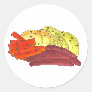 Corned Beef and Cabbage St. Patrick's Day Dinner Classic Round Sticker