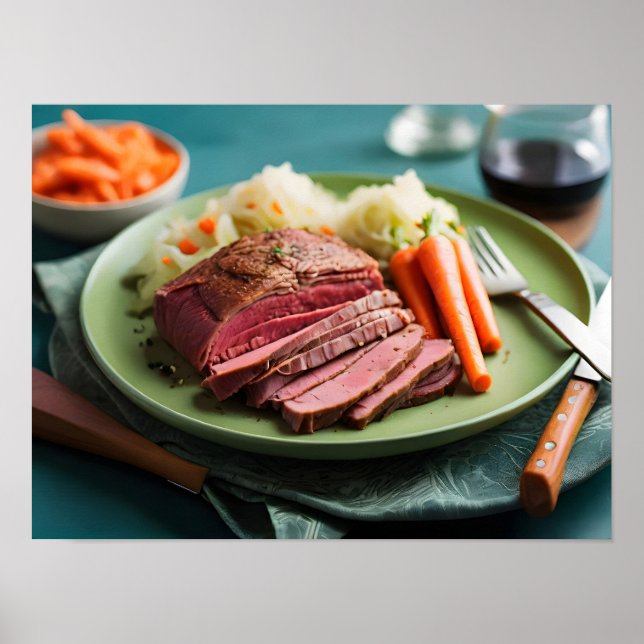 Corned beef cabbage and carrots poster (Front)