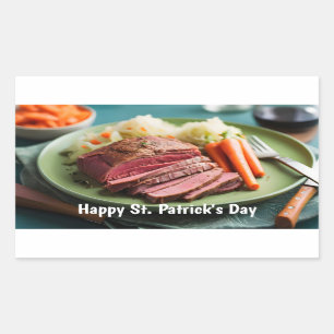 Corned beef cabbage and carrots rectangular sticker