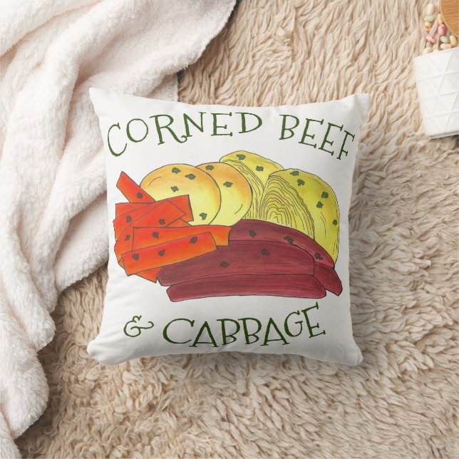 Corned Beef Cabbage Boiled Carrots Potatoes Irish Cushion (Blanket)