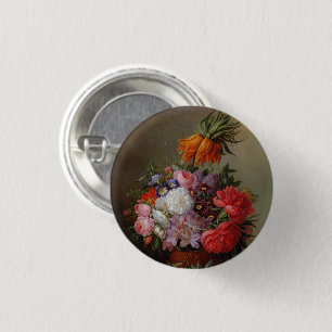 Cornelis Johannes van Hulsteijn Vase with Flowers  3 Cm Round Badge