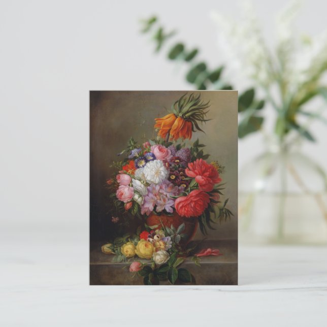Cornelis Johannes van Hulsteijn Vase with Flowers  Postcard (Standing Front)