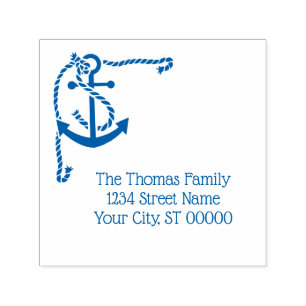 Corner Anchor with Rope Name Return Address Self-inking Stamp