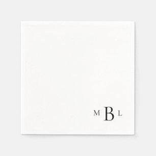 Corner Black Monogram Simple Cocktail Napkins