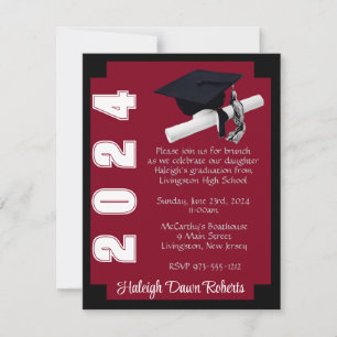 Corner Block Cardinal Red and Black Graduation Invitation