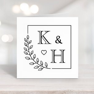 Corner Branch Monogram Initial Wedding Anniversary Rubber Stamp