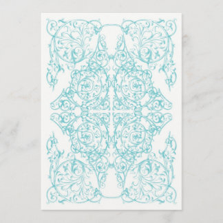 Corner Flourish Wedding Invitation Blue)