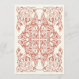 Corner Flourish Wedding Invitation (Crimson Red)