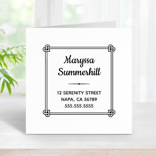 Corner Heart Shaped Knot Frame Address Rubber Stamp