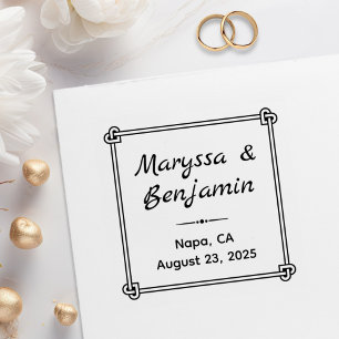 Corner Heart Shaped Knot Frame Wedding Rubber Stamp