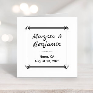 Corner Heart Shaped Knot Frame Wedding Rubber Stamp