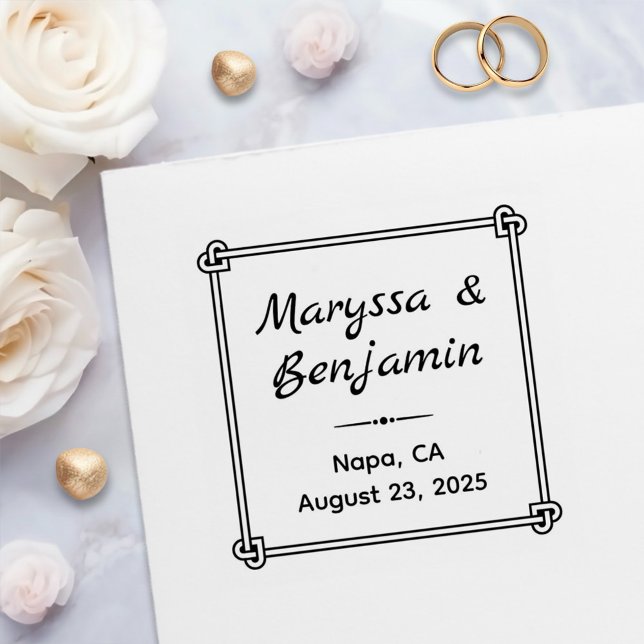 Corner Heart Shaped Knot Frame Wedding Self-inking Stamp (Creator Uploaded)