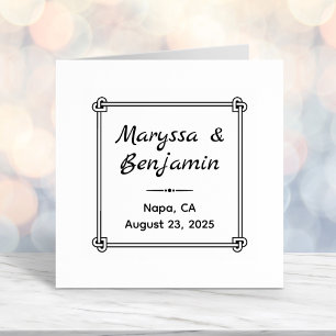 Corner Heart Shaped Knot Frame Wedding Self-inking Stamp
