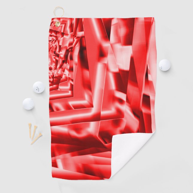 Corner of inclined squares, showy red to whitish golf towel (InSitu)
