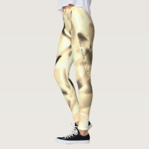 Corner of square pieces of acrylic, burnt beige leggings
