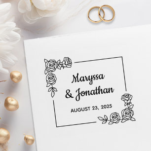 Corner Rose Flowers Bouquet Wedding Anniversary  Rubber Stamp