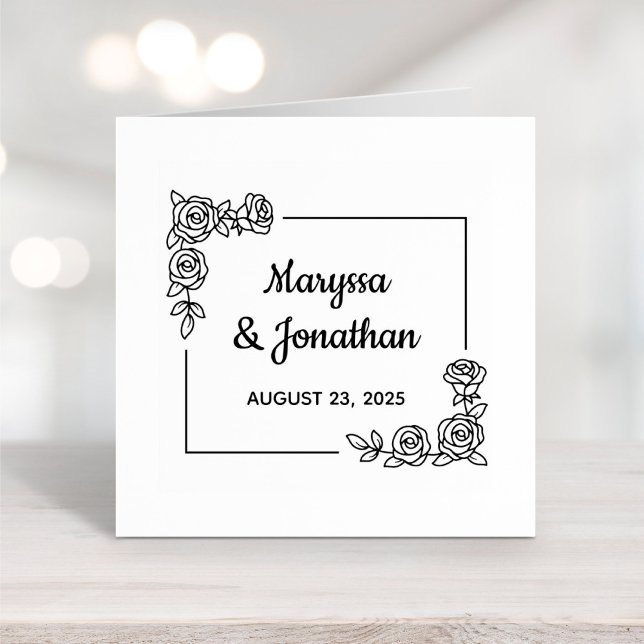 Corner Rose Flowers Bouquet Wedding Anniversary  Rubber Stamp (Creator Uploaded)