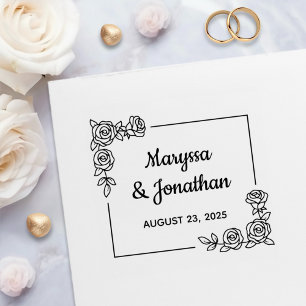 Corner Rose Flowers Bouquet Wedding Anniversary  Self-inking Stamp