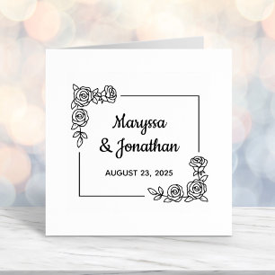 Corner Rose Flowers Bouquet Wedding Anniversary Self-inking Stamp
