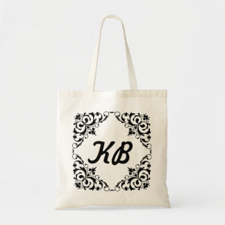 Corner Scroll and Initials Tote Bag