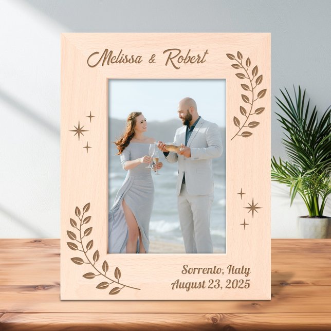 Corner Wreath Branch Couple Wedding 5x7 Etched Frames (Creator Uploaded)