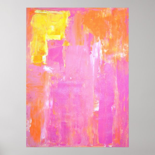 'Cornered' Pink and Orange Abstract Art Poster (Front)
