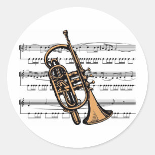 Cornet musical 08 B Classic Round Sticker