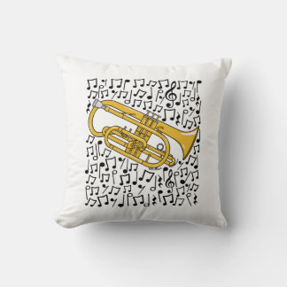 Cornet Musical Notes Cornetist Brass Musician Cushion