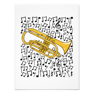 Cornet Musical Notes Cornetist Brass Musician Photo Print