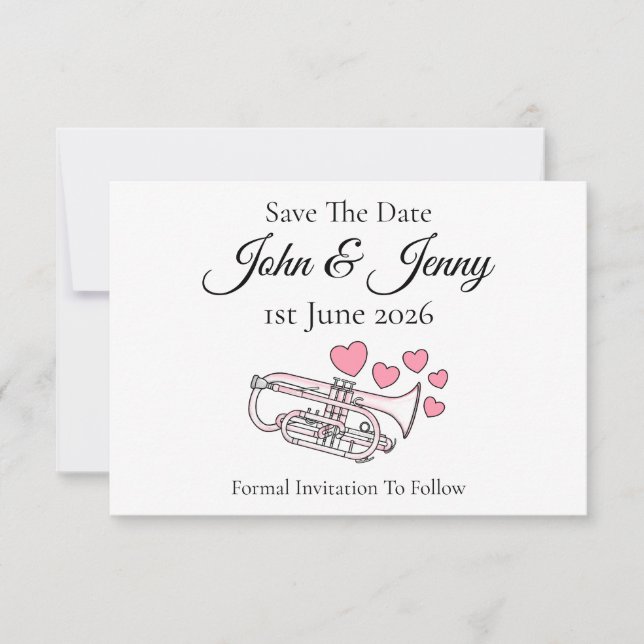 Cornet Musician Wedding Save The Date (Front)